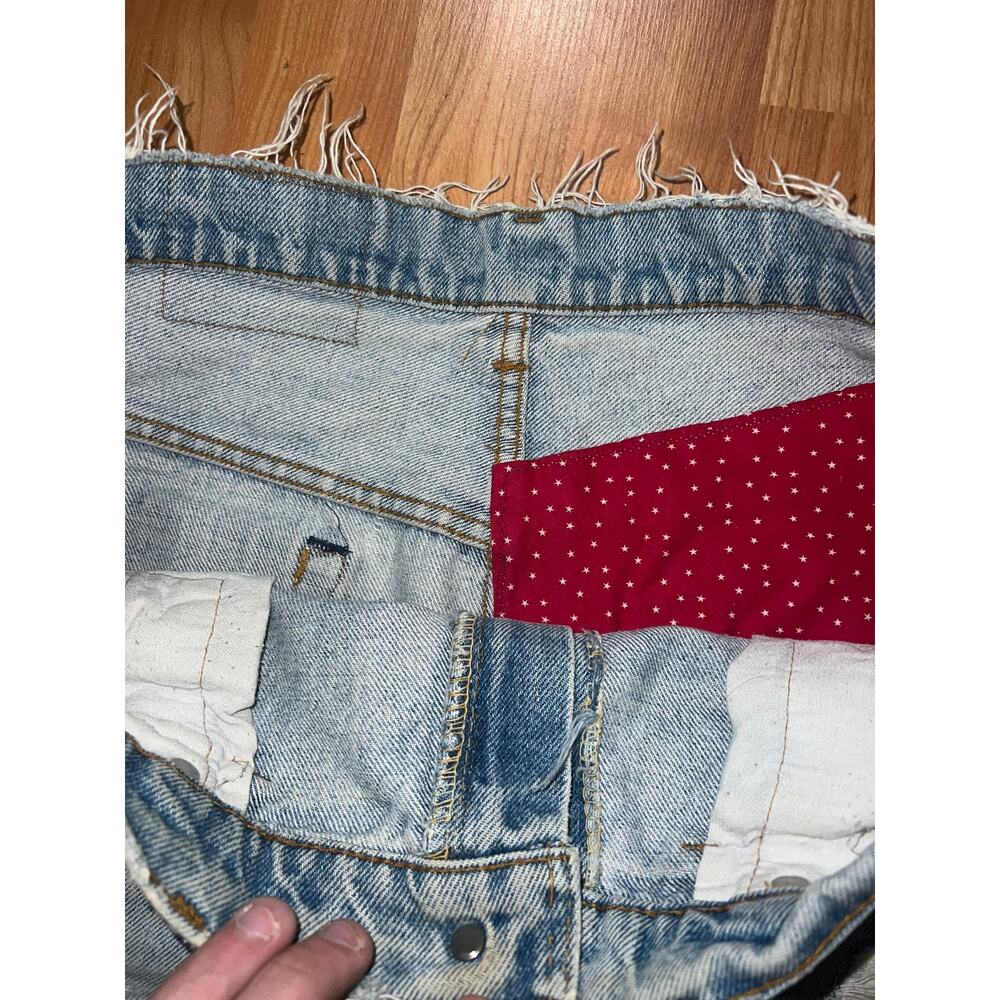 Womens Vintage Levi Jorts Patched Distressed Cutoff Shorts VTG Women Large - Picture 7 of 13